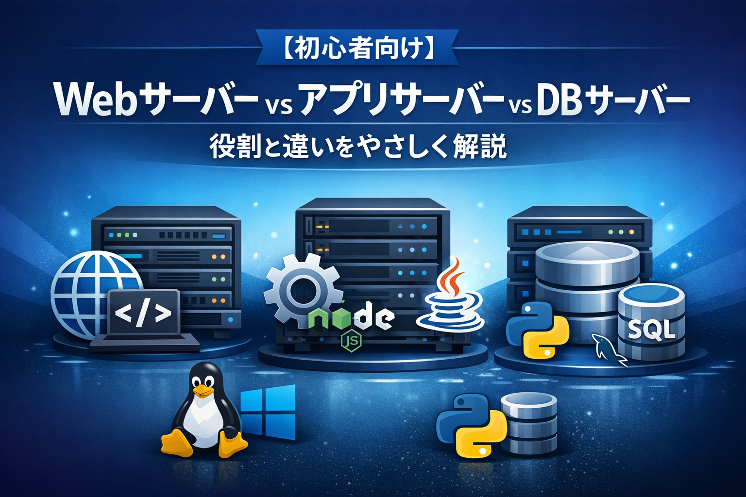【初心者向け】Webサーバー vs アプリサーバー vs DBサーバー｜役割と違いをやさしく解説