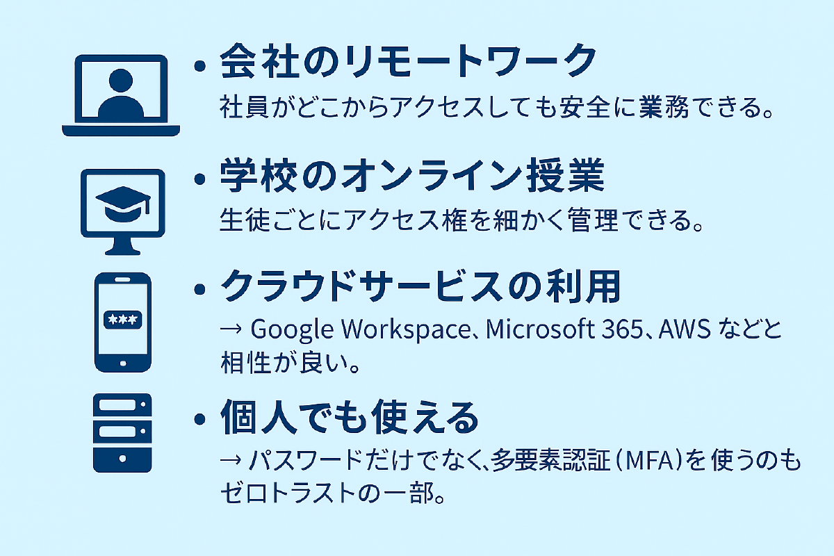 ゼロトラストはどんな場面で使えるのか